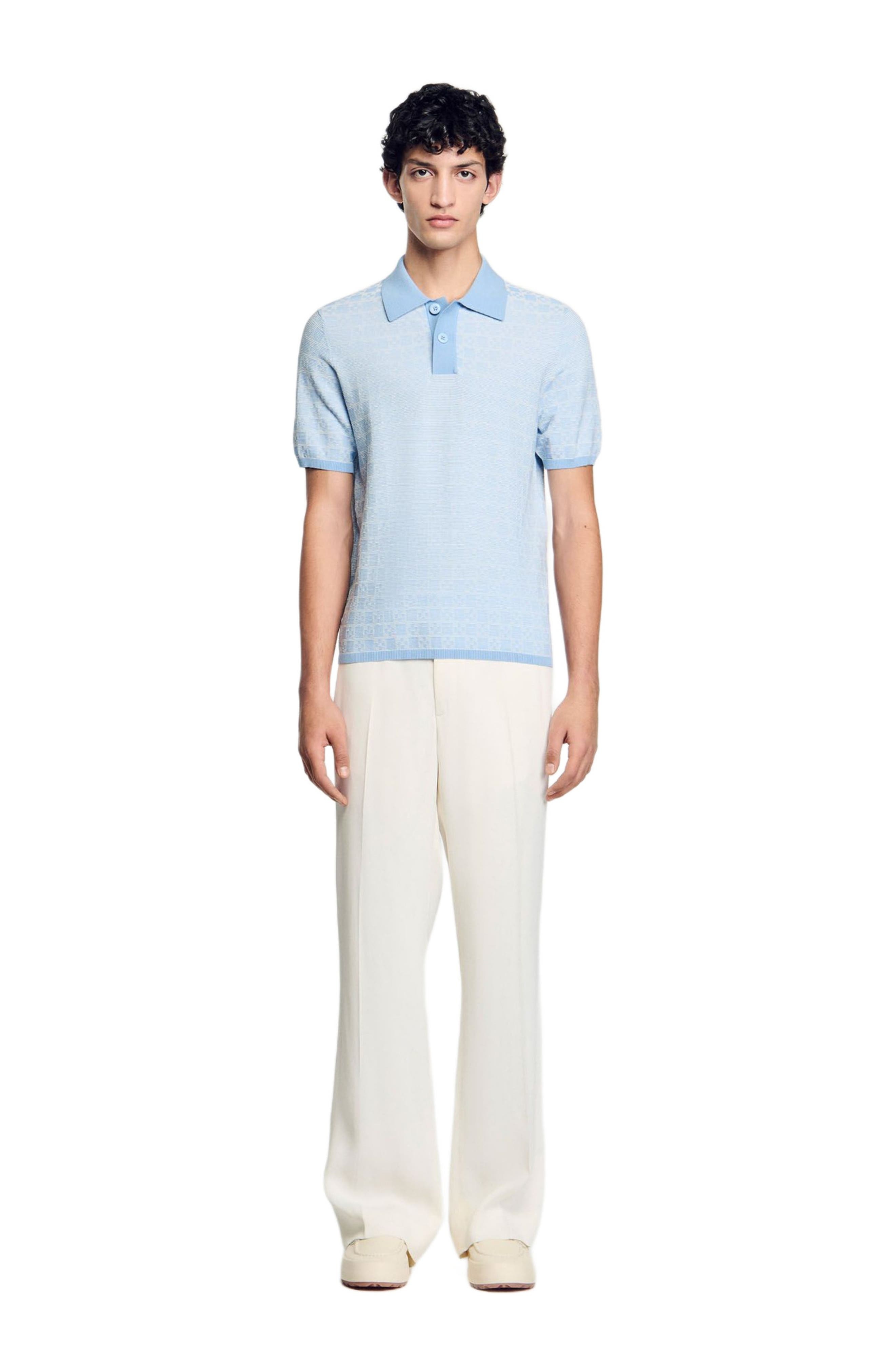 SANDRO Square Cross polo shirt in Blue Sky at Nordstrom - 3