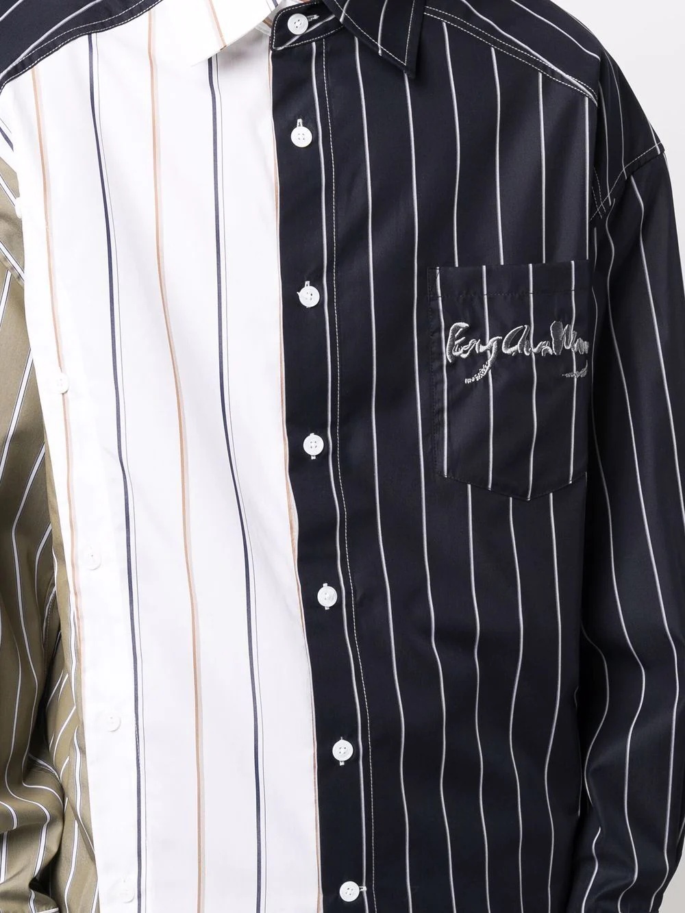 pinstriped colour-block shirt - 5