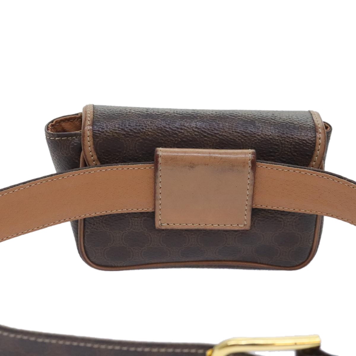 CELINE Macadam Canvas Waist Bag Pvc Leather Brown Gold - 2