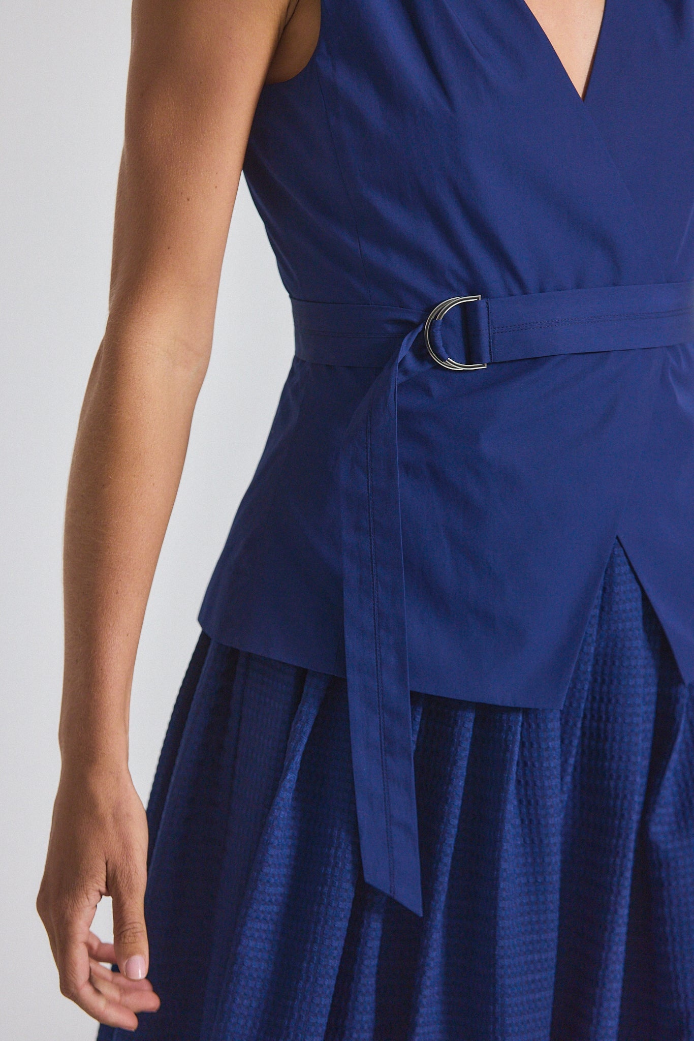 ANNIKA MIXED MEDIA MINI GRID GEORGETTE DRESS - 3