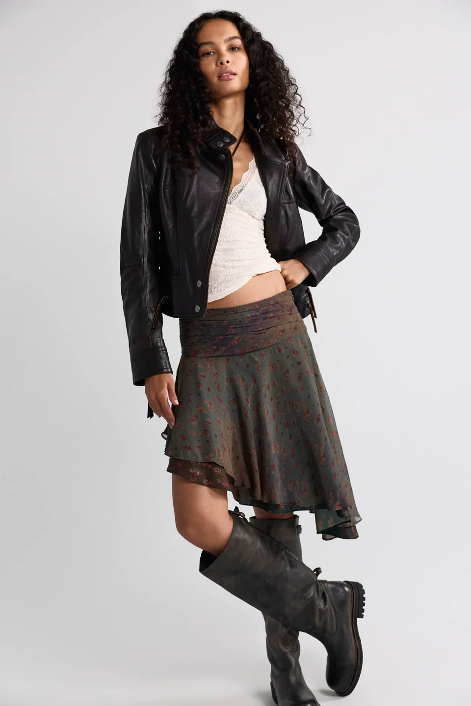 Daydreamer Printed Asymmetrical Midi Skirt - 1