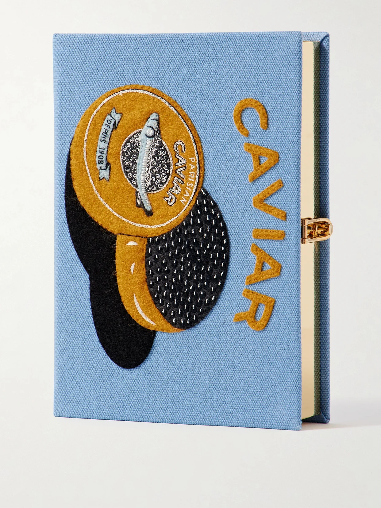 Caviar Embroidered Appliquéd Canvas Clutch - 1
