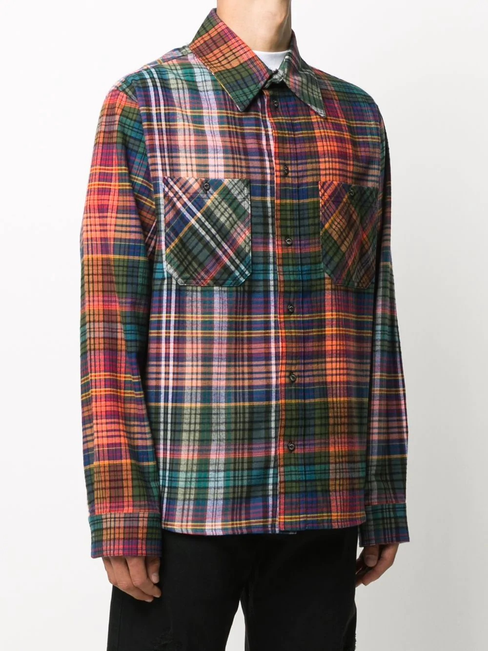    STENCIL FLANNEL CHECK SHIRT ORANGE BLACK    - 3