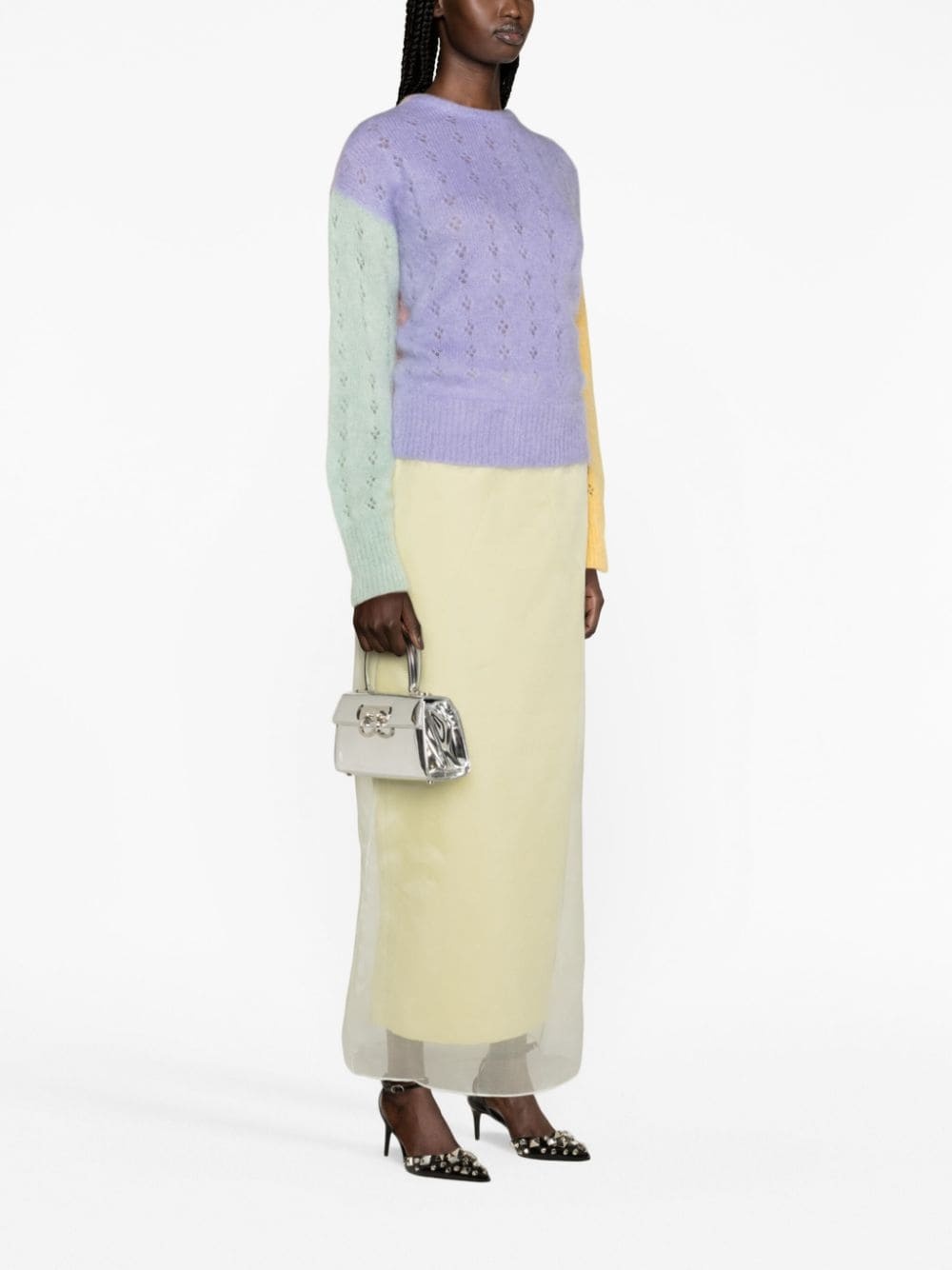 colour-block cable-knit jumper - 3
