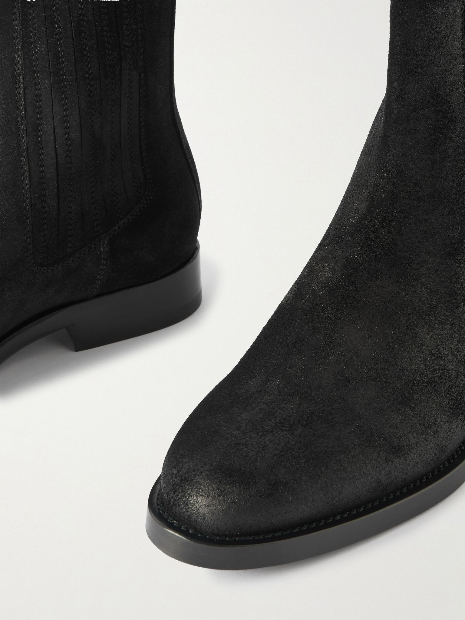 Waxed-Suede Chelsea Boots Black - 5