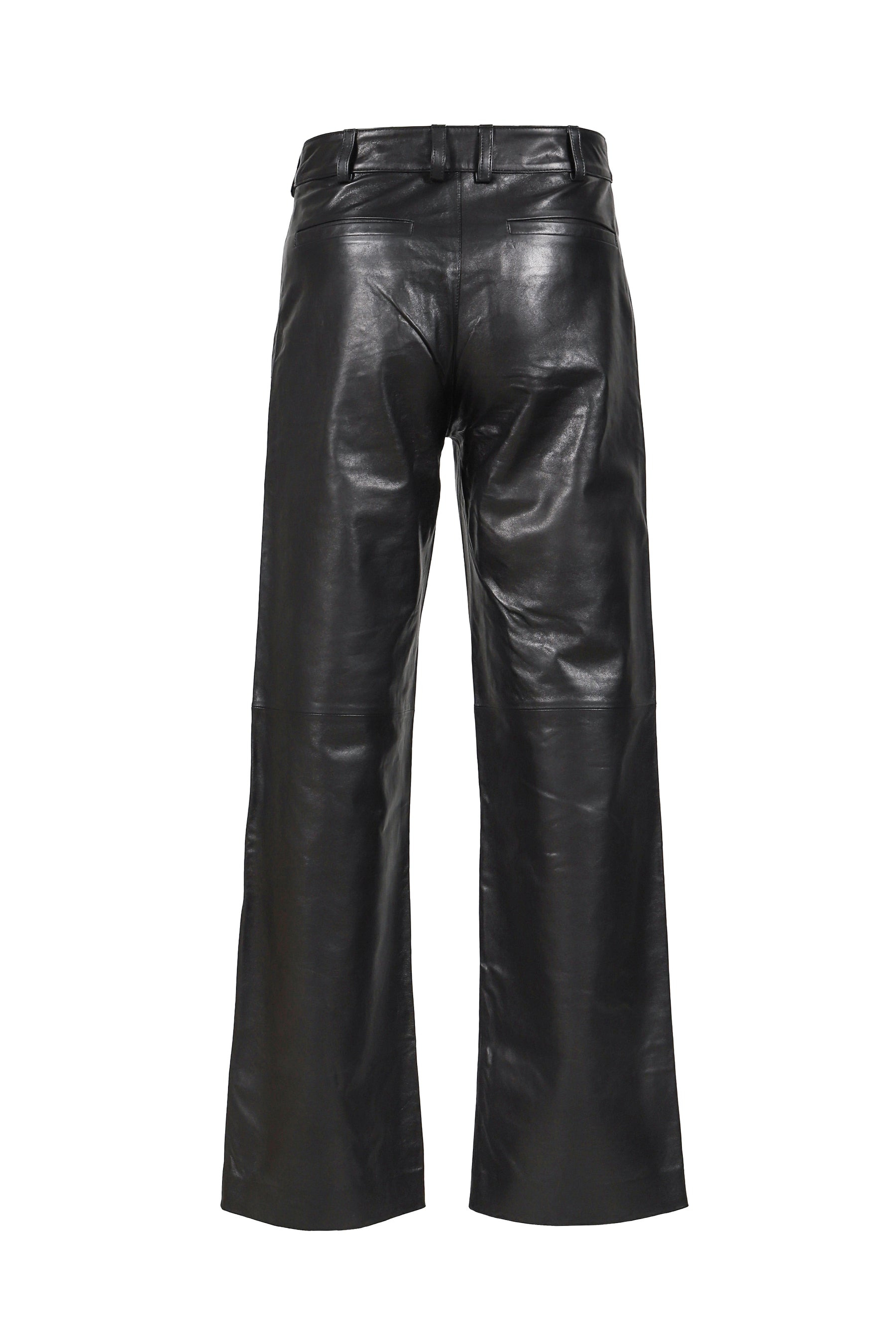 LEATHER STRAIGHT LEG PANT / BLK - 2
