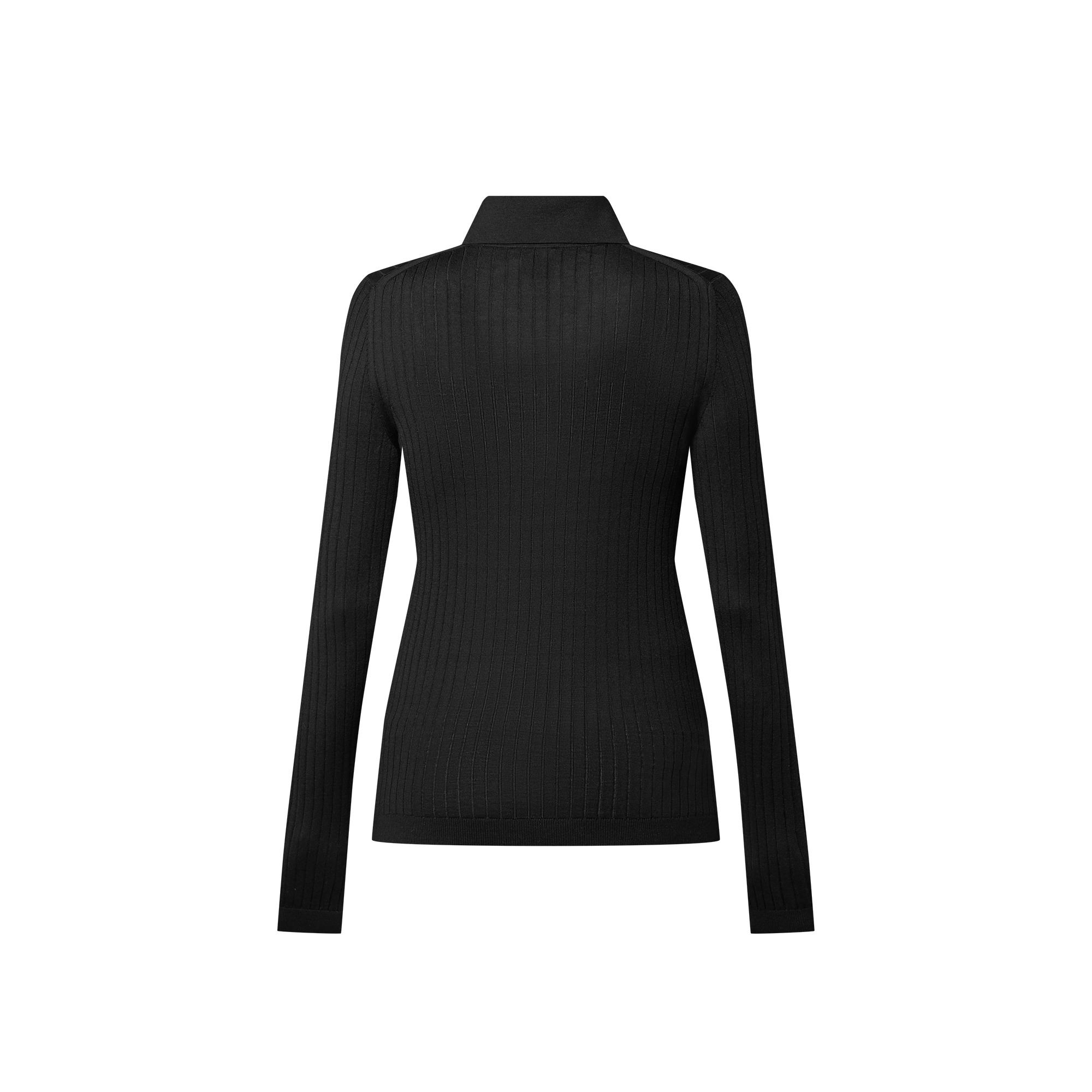 Long-Sleeved Rib-Knit Polo Top - 3