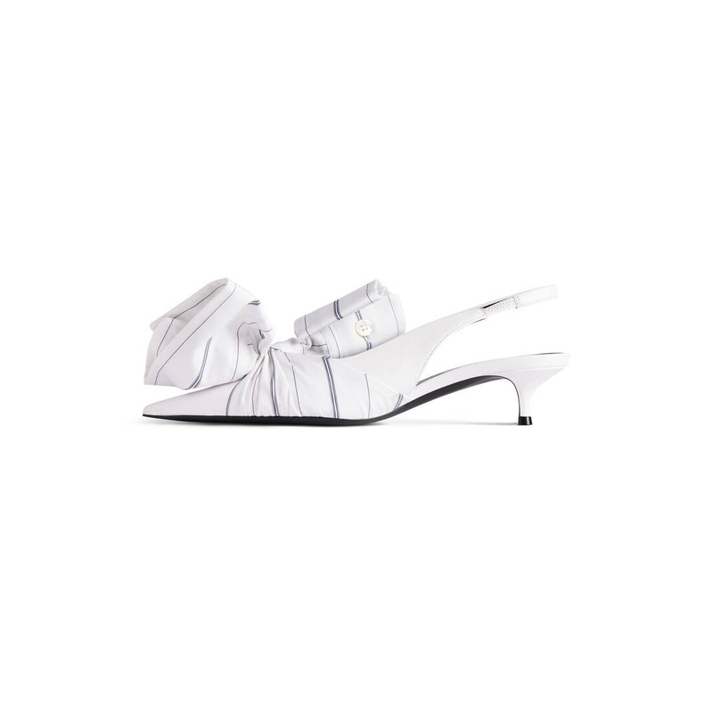 BALENCIAGA Women's Knife Chemise 40mm Slingback in White outlook