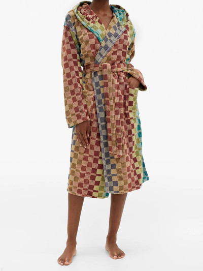 Missoni Yassine hooded checked cotton-terry robe outlook