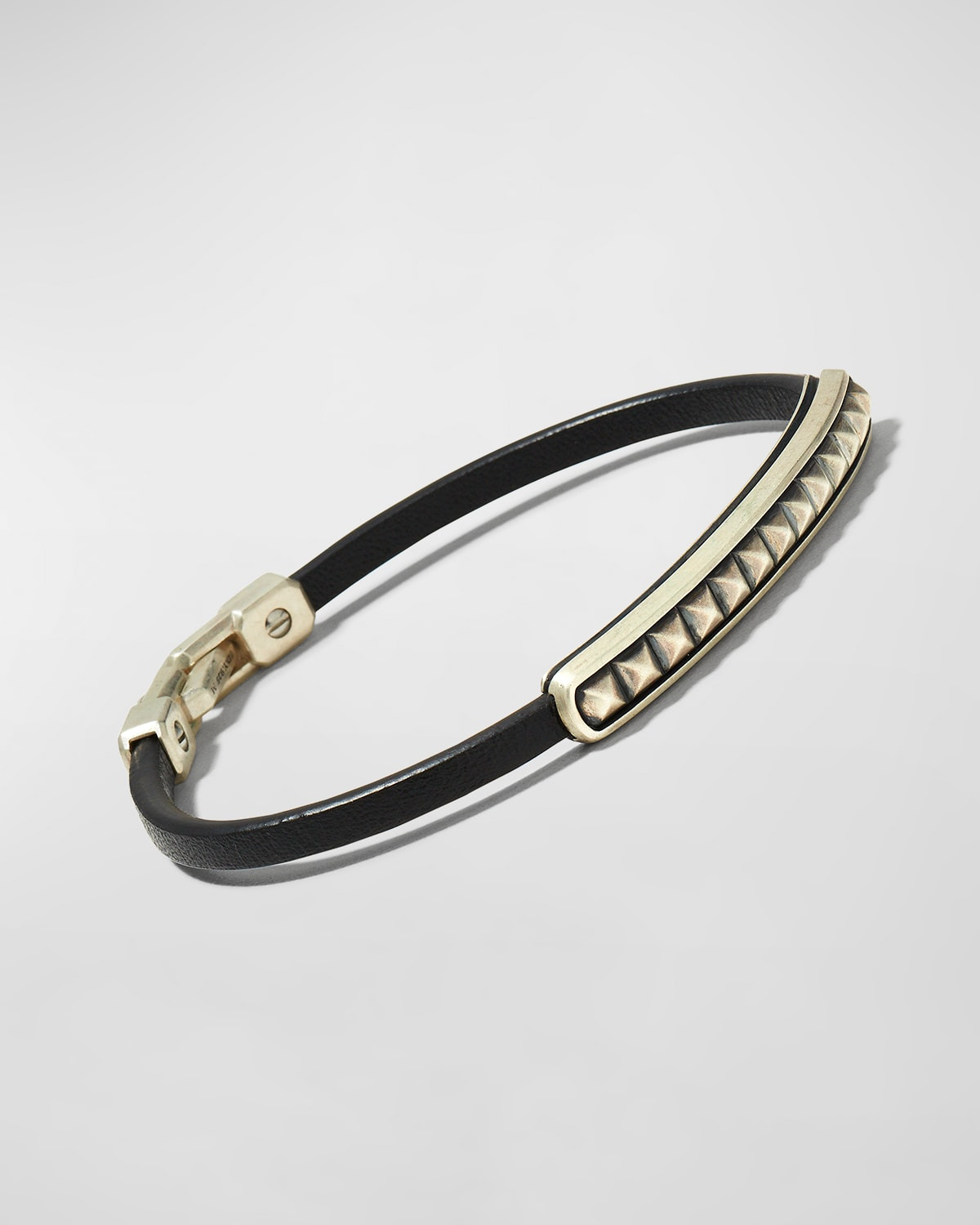 Men's Pyramid Leather ID Bracelet - 3
