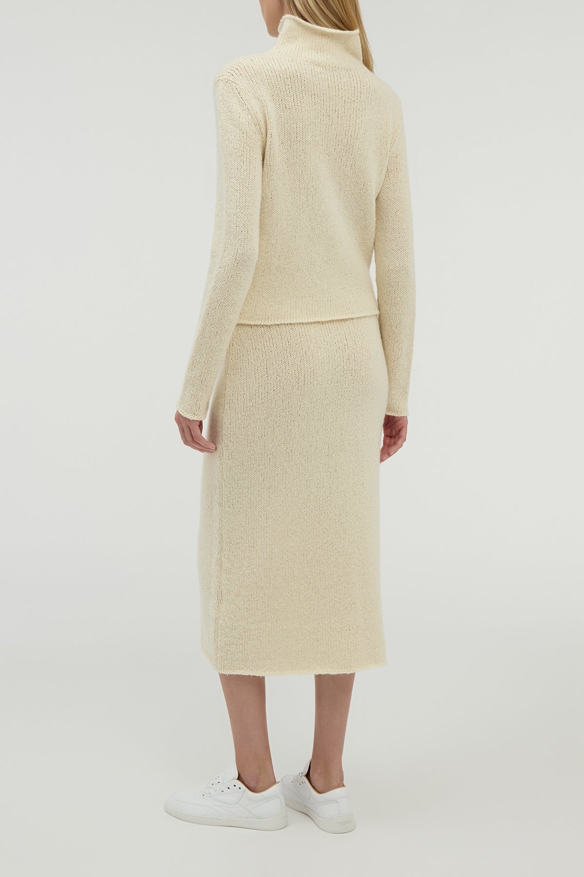 Dorcas Knit Midi Skirt in Ivory Cashmere - 4