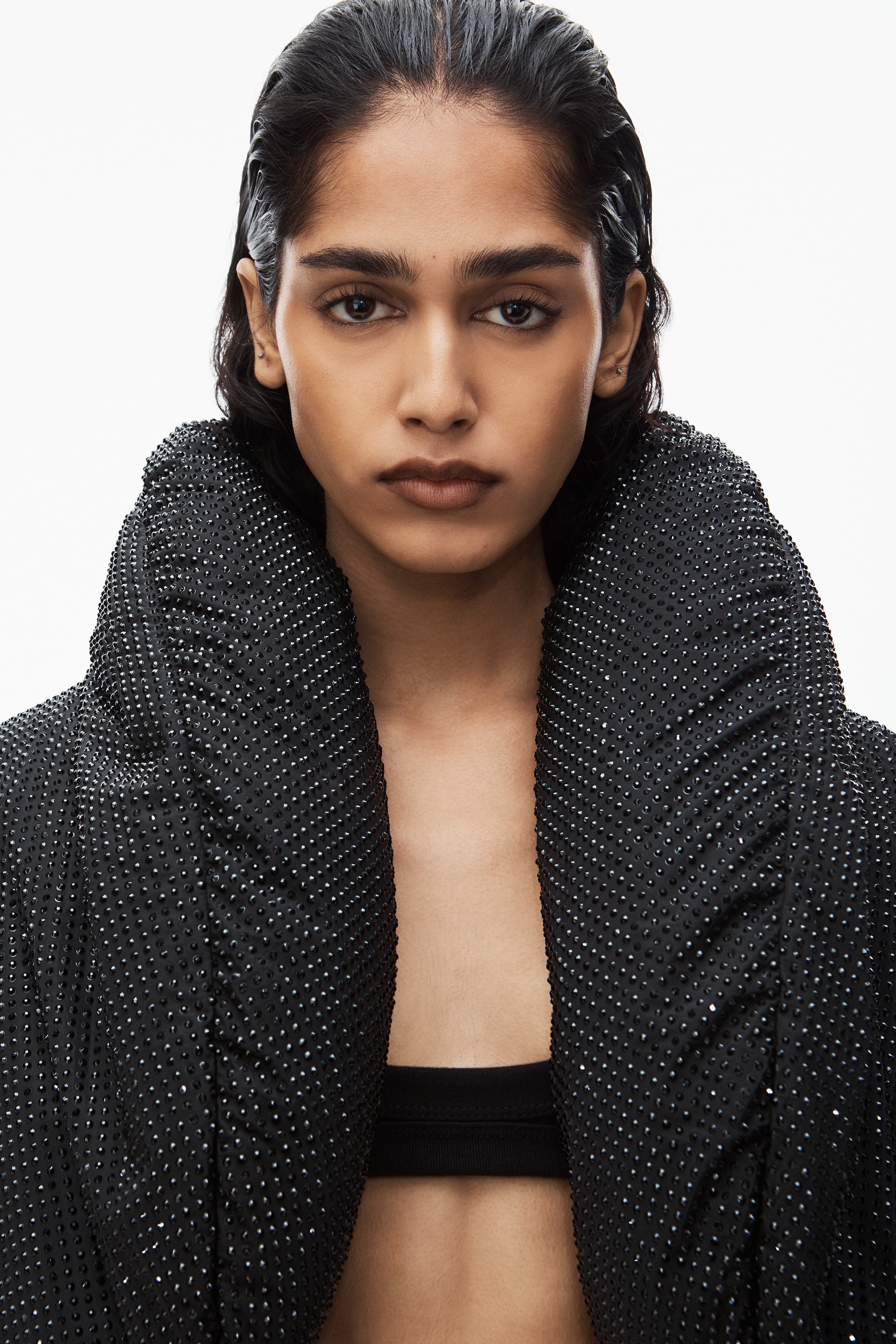 crystal hotfix cropped puffer jacket - 4