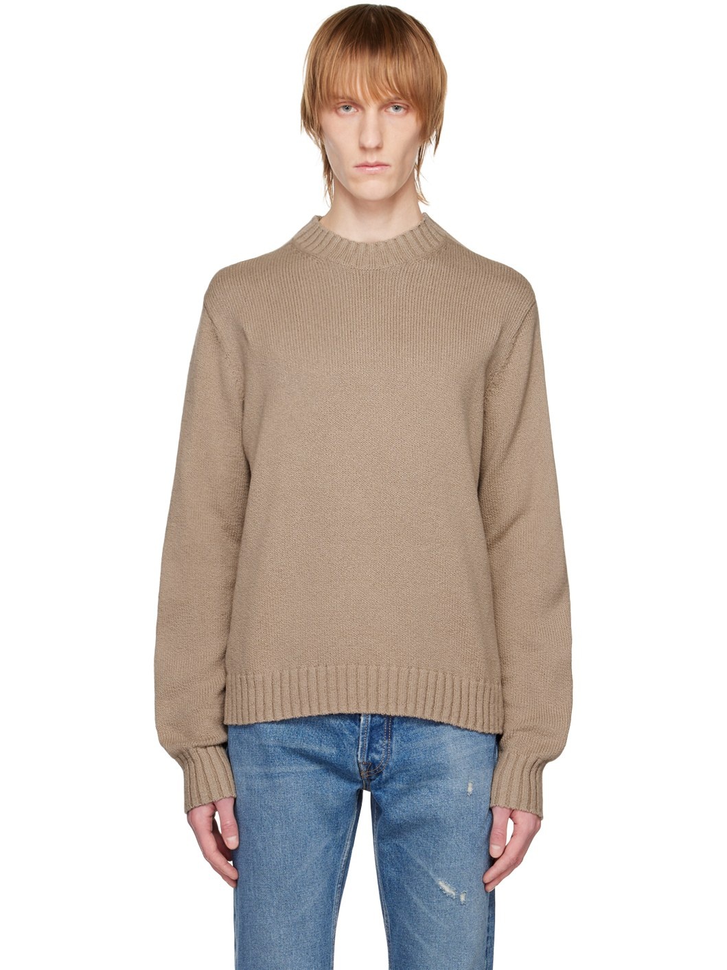 Beige Crewneck Sweater - 1