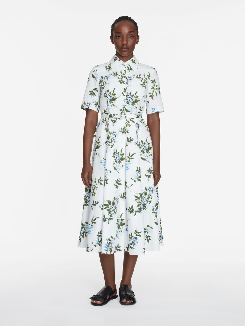 EMILIA WICKSTEAD Rubie Dress In Lilac Lillies & Cherry Print on White Organic Cotton outlook