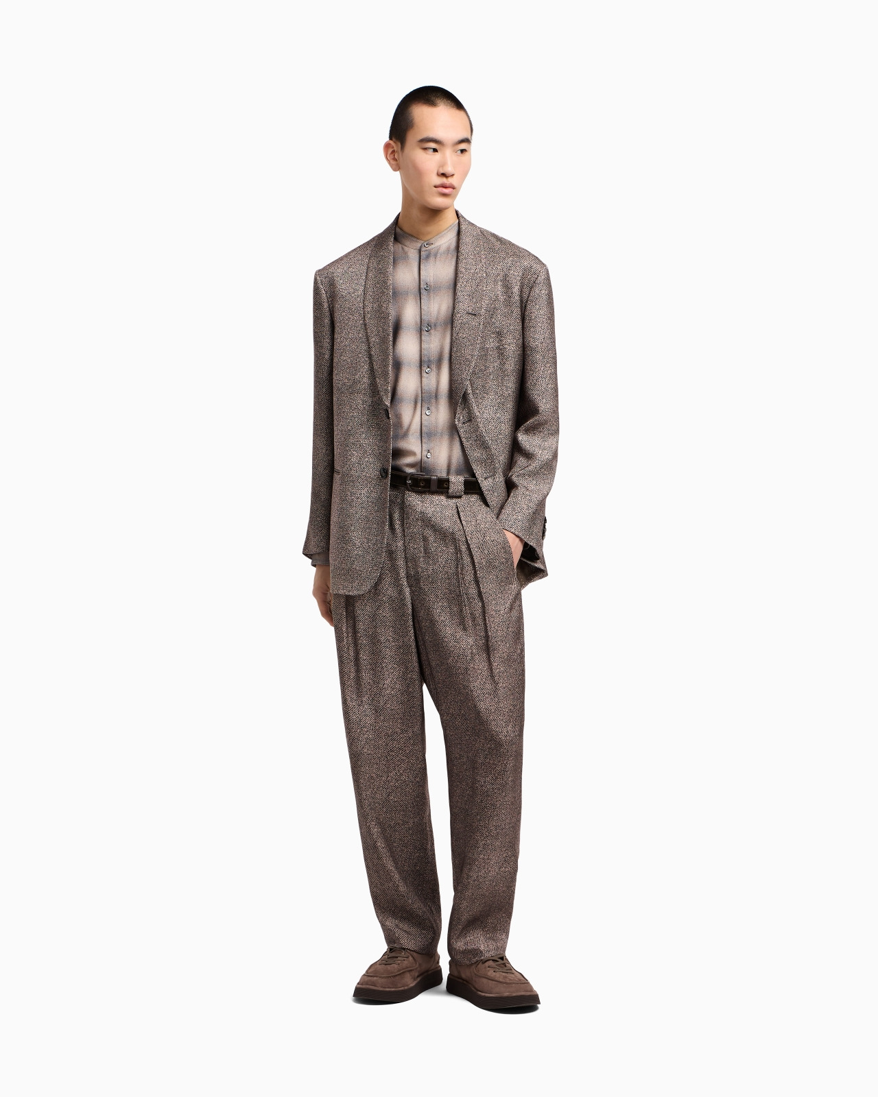 TEXTURED VISCOSE PLEATED TROUSERS - 2