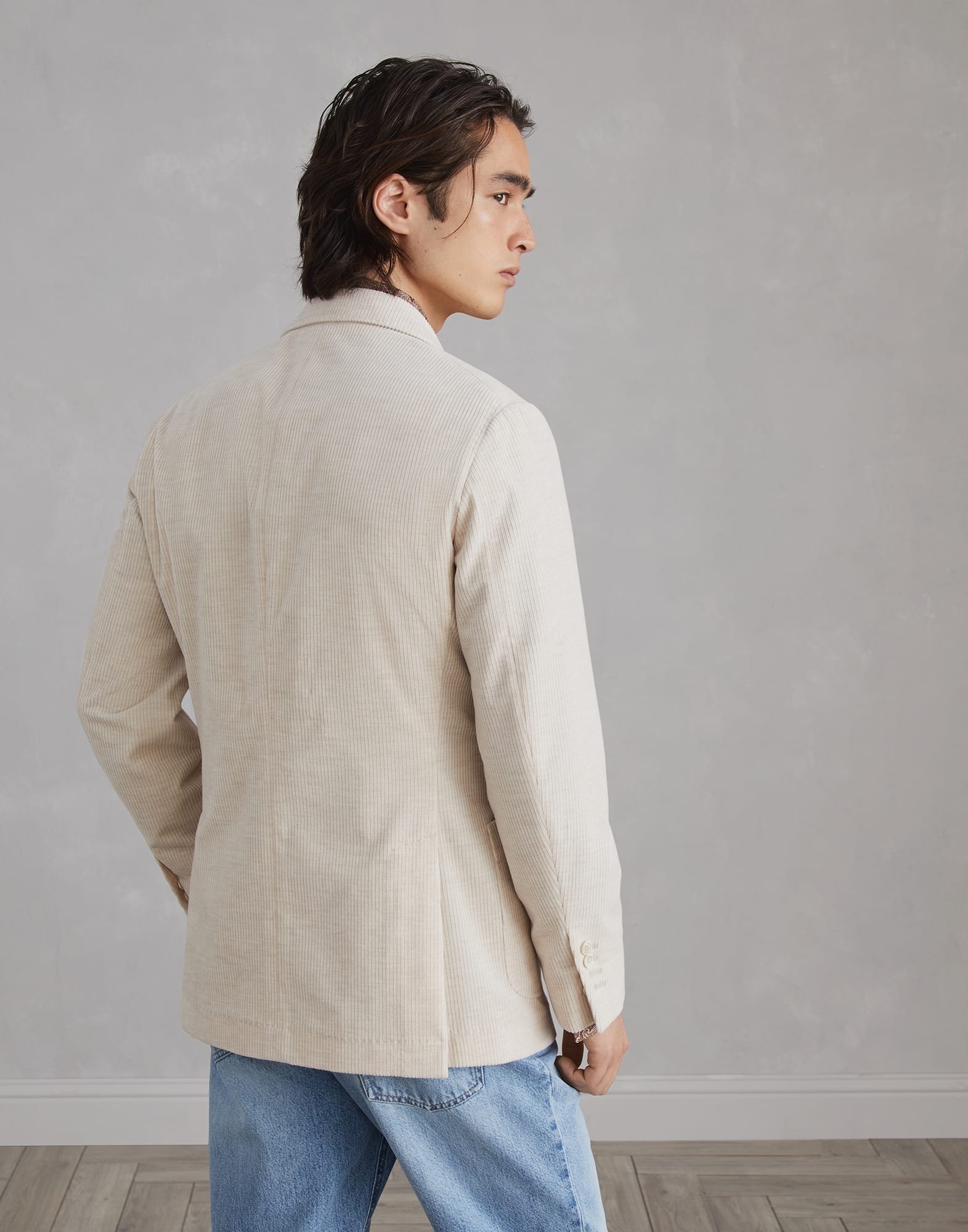Cotton and cashmere mélange corduroy one-and-a-half breasted deconstructed blazer with patch pockets - 2