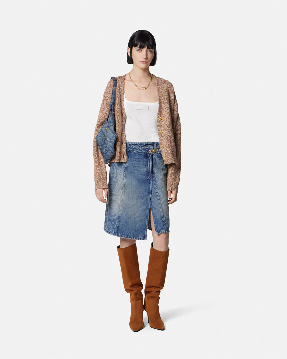 Barocco Denim Wrap Skirt - 2
