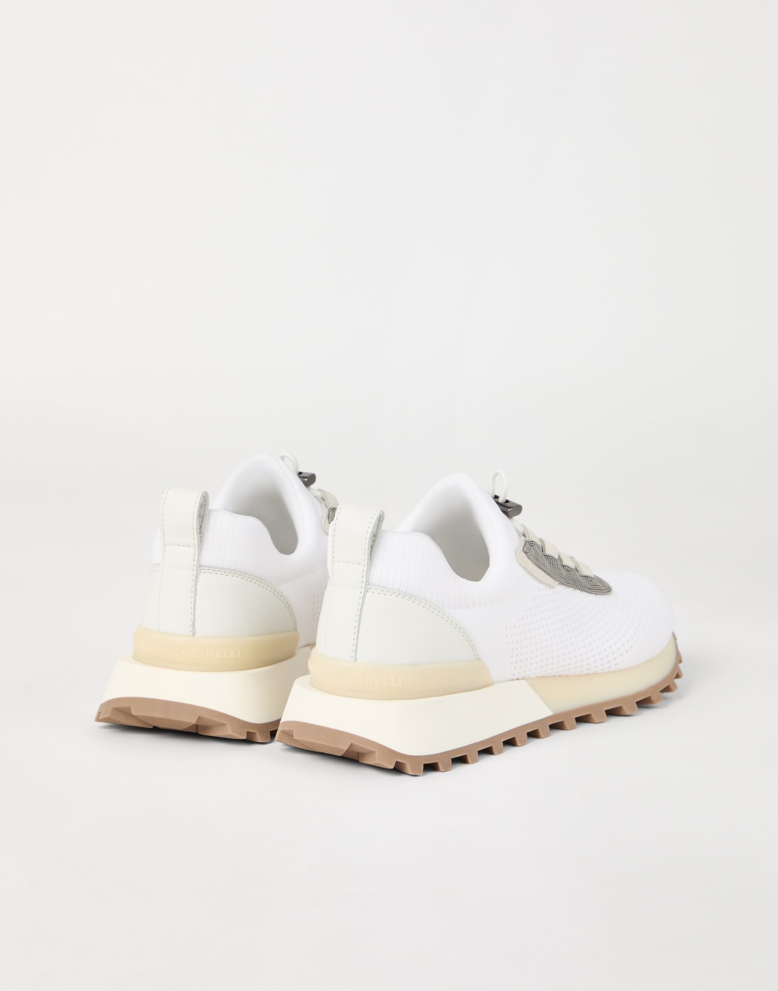 Techno fabric and calfskin runners with precious trim - 2
