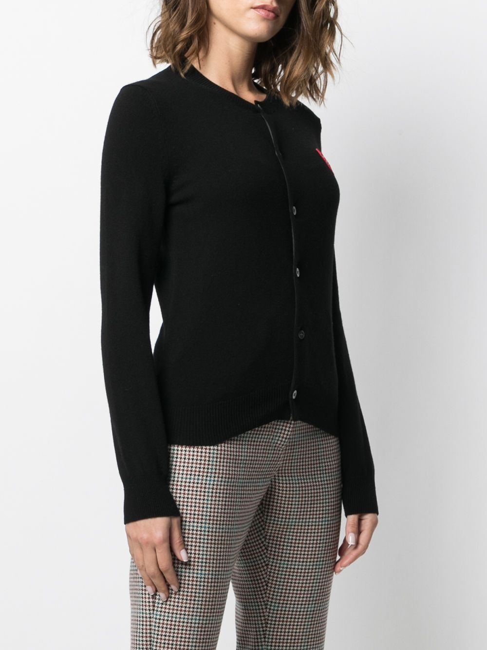 overlapping heart wool cardigan - 3