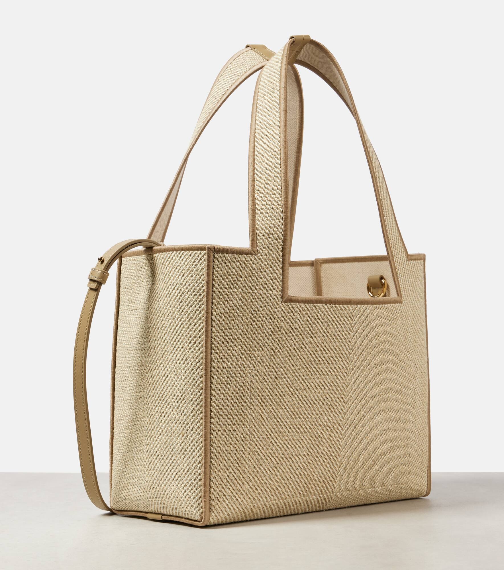 Logo Medium leather-trimmed canvas tote bag - 4