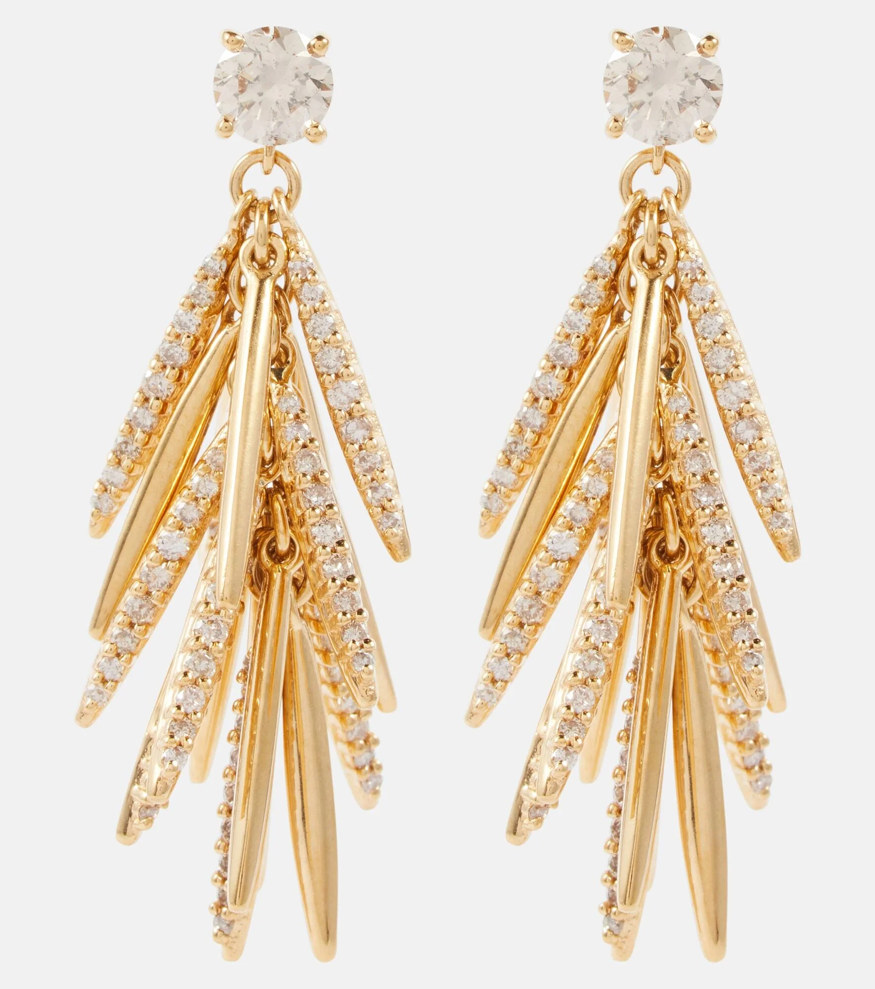 Grass Sunshine Drop 18kt gold earrings with diamonds - 1
