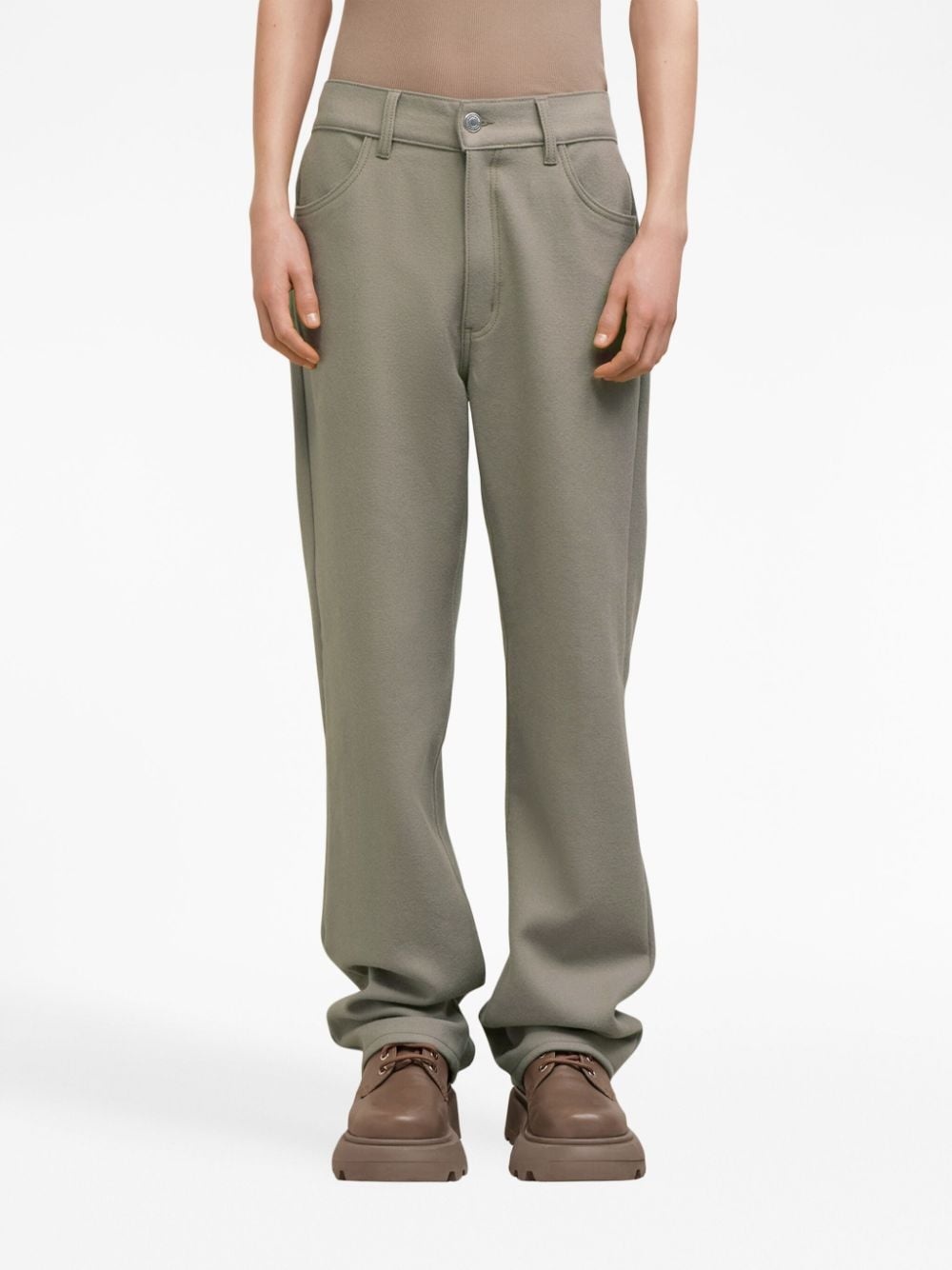 wool straight-leg trousers - 5