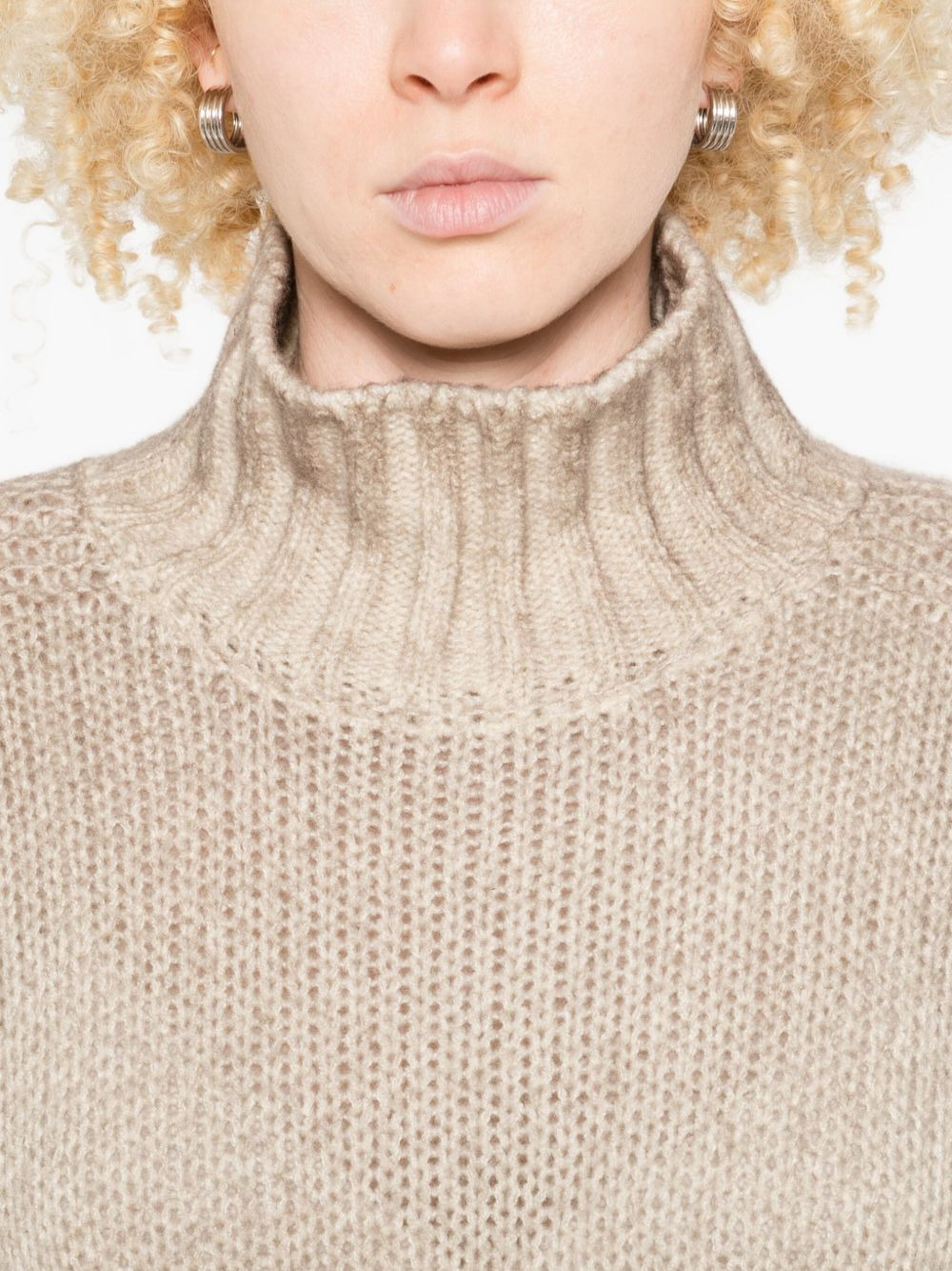 high-neck ribbed-knit sweater - 5