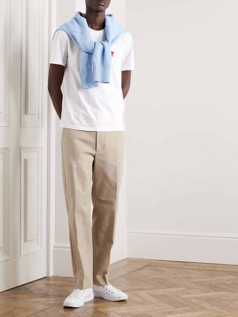 AMI Paris Logo-Embroidered Cotton-Jersey T-Shirt outlook