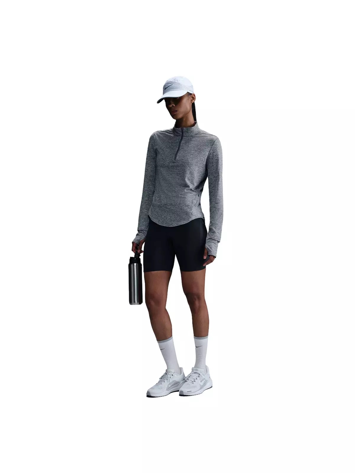 Women's Swift Dri-FIT UV 1/4-Zip Running Top-Grey - 4