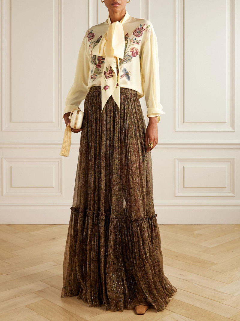 Etro Pussy-bow floral-print silk-chiffon blouse Cream outlook
