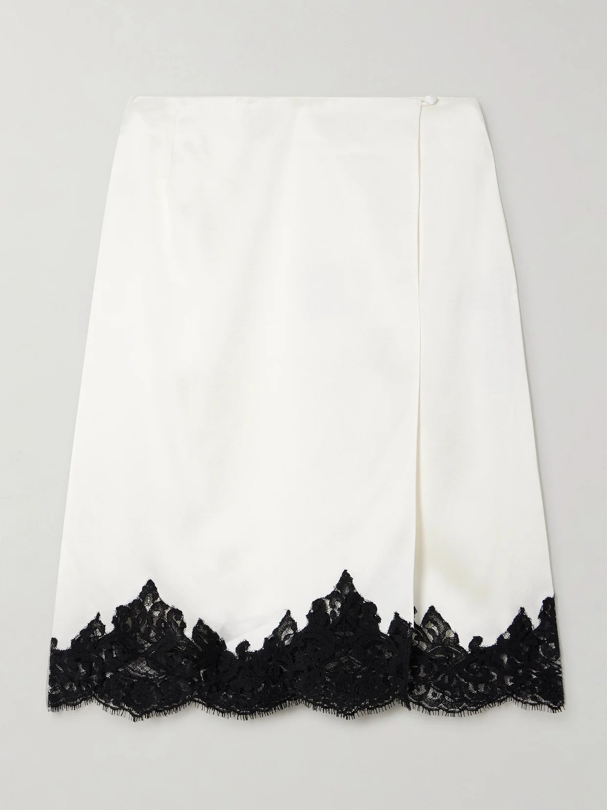 Lace-trimmed Satin Wrap Skirt - 1