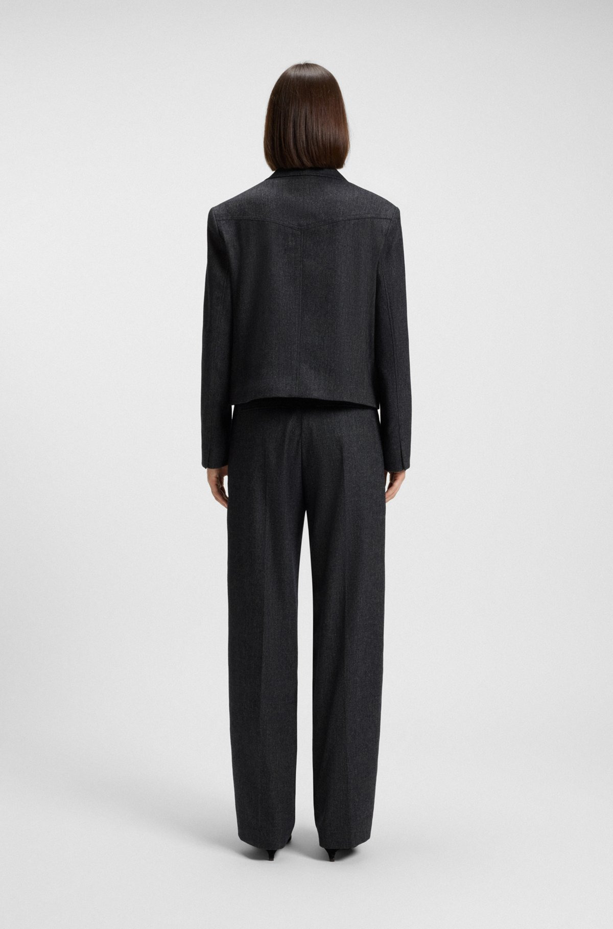 STRAIGHT-LEG TROUSERS IN MELANGE STRETCH FLANNEL - 4