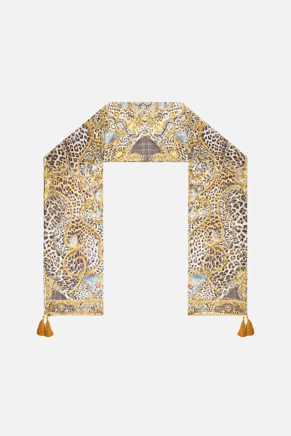 LONG SILK CRINKLE CHIFFON SCARF LEOPARD LIBERTINE - 1
