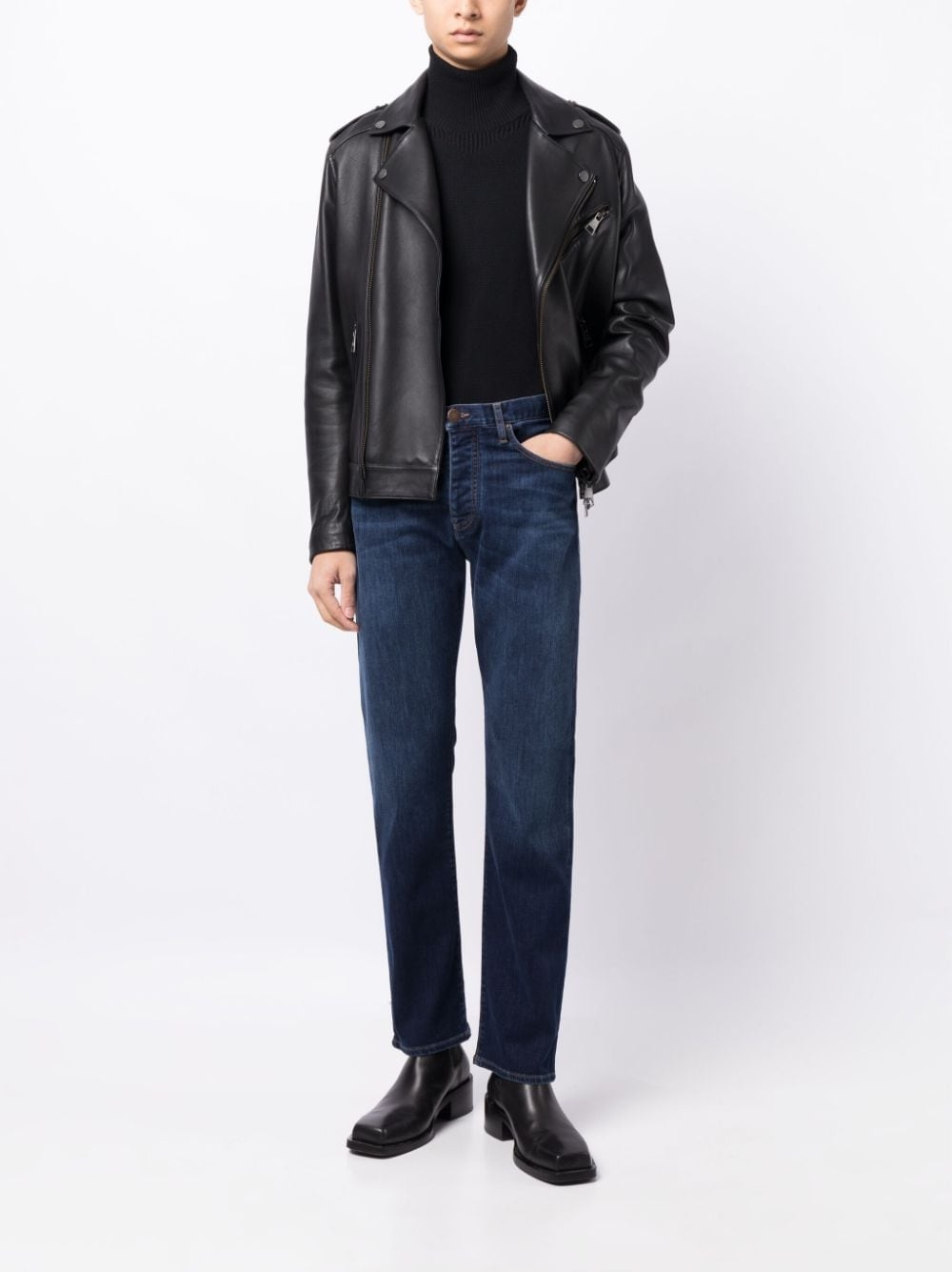 logo-patch cotton tapered jeans - 2