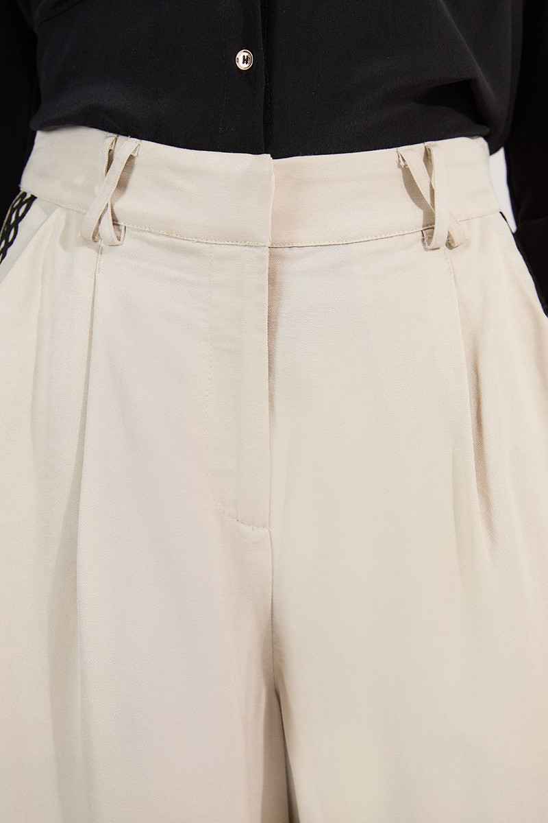 Viscose Linen Lace Trim Insert Woven Trouser 3