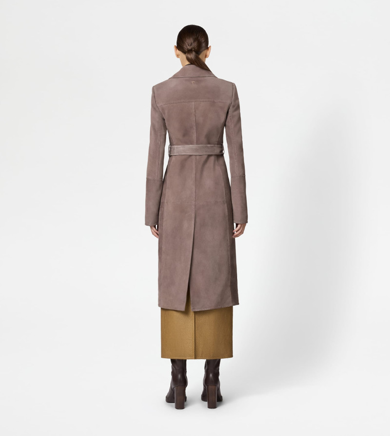 TRENCH COAT IN PASHMY SUEDE - BROWN 3