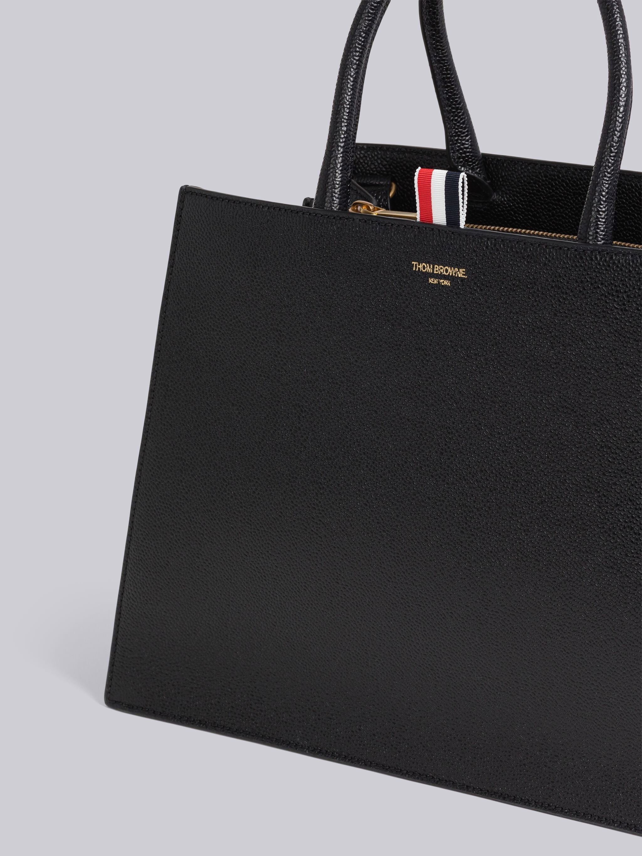 logo print grained leather tote - 2