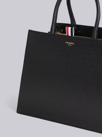 Thom Browne logo print grained leather tote outlook