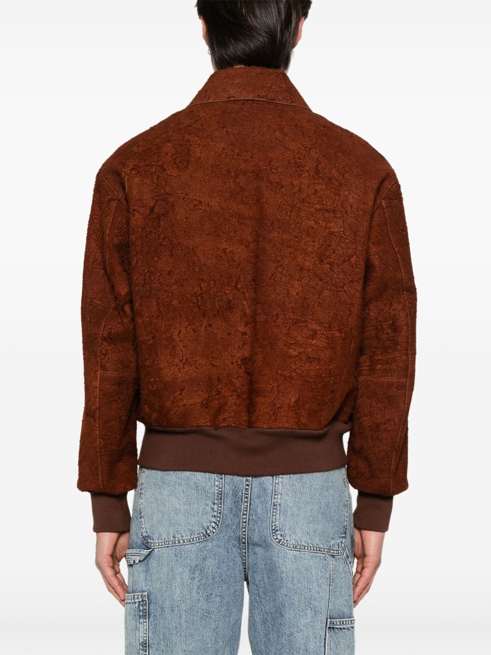distressed suede jacket - 4