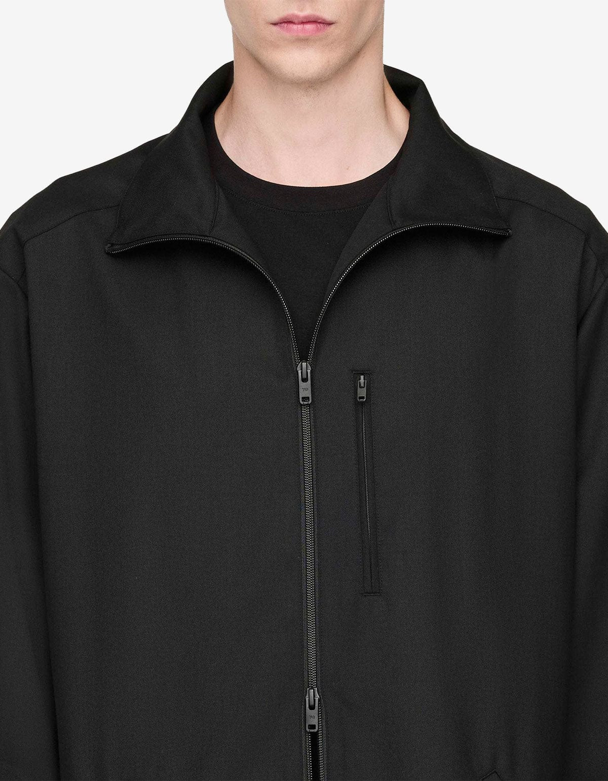 Y-3 Black Refined Wool Track Top 3-Stripes - 6