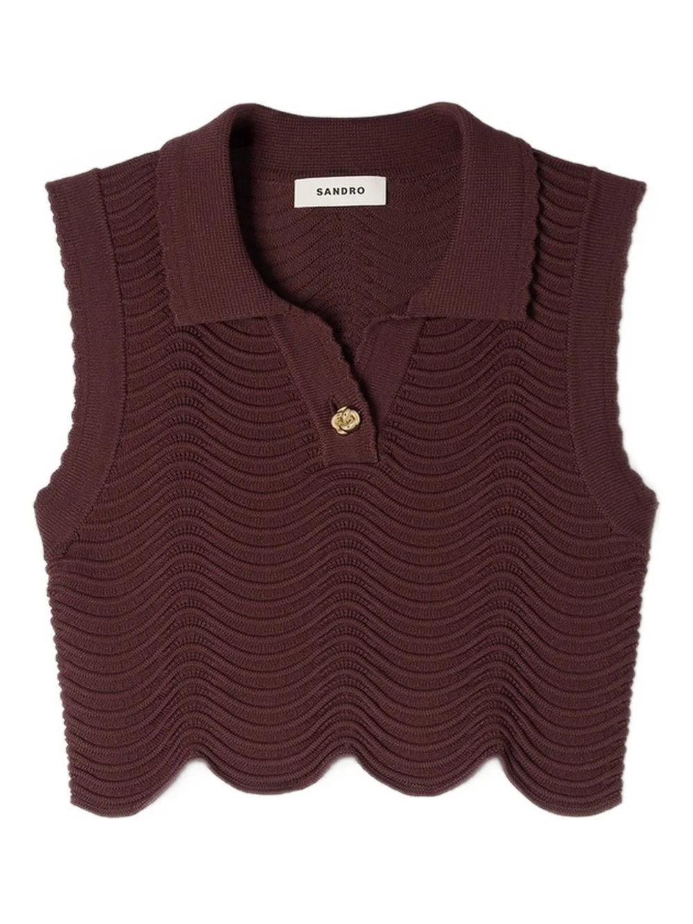 scalloped-hem single-button top - 1