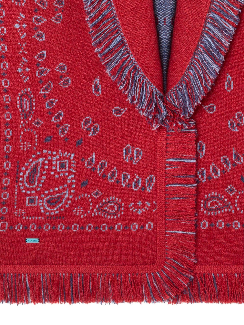 bandana-jacquard fringe cardigan - 5