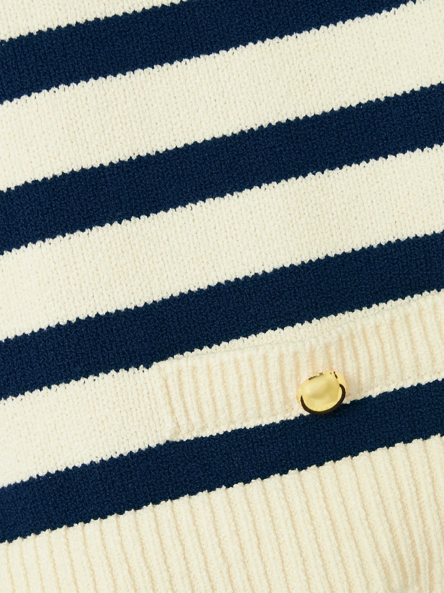 The Harbor button-embellished striped cotton-blend vest Cream - 5