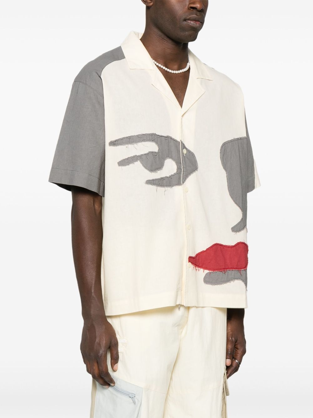 patchwork-face shirt - 3