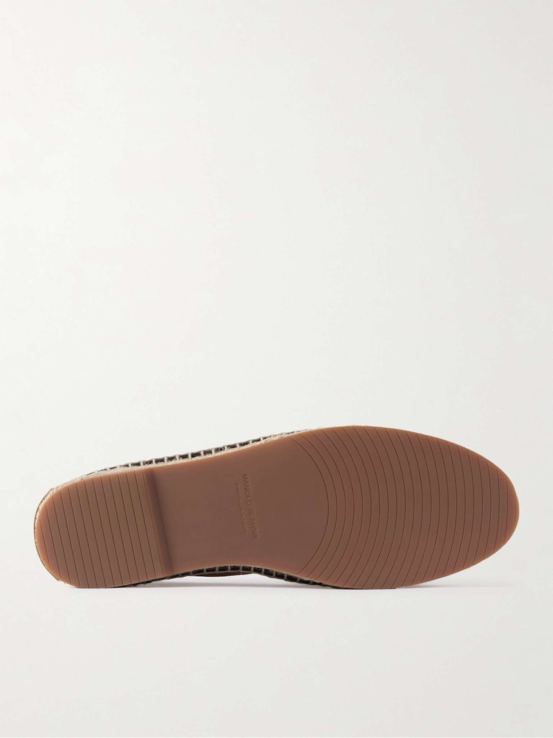 Manolo Blahnik Nerano Leather-Trimmed Suede Espadrilles outlook