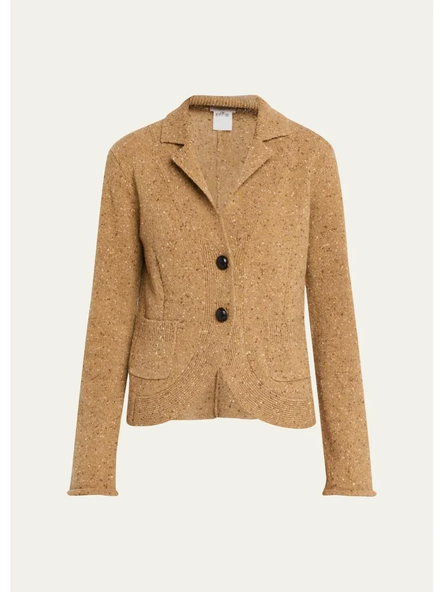 Donegal Curved-Hem Cashmere Jacket - 1