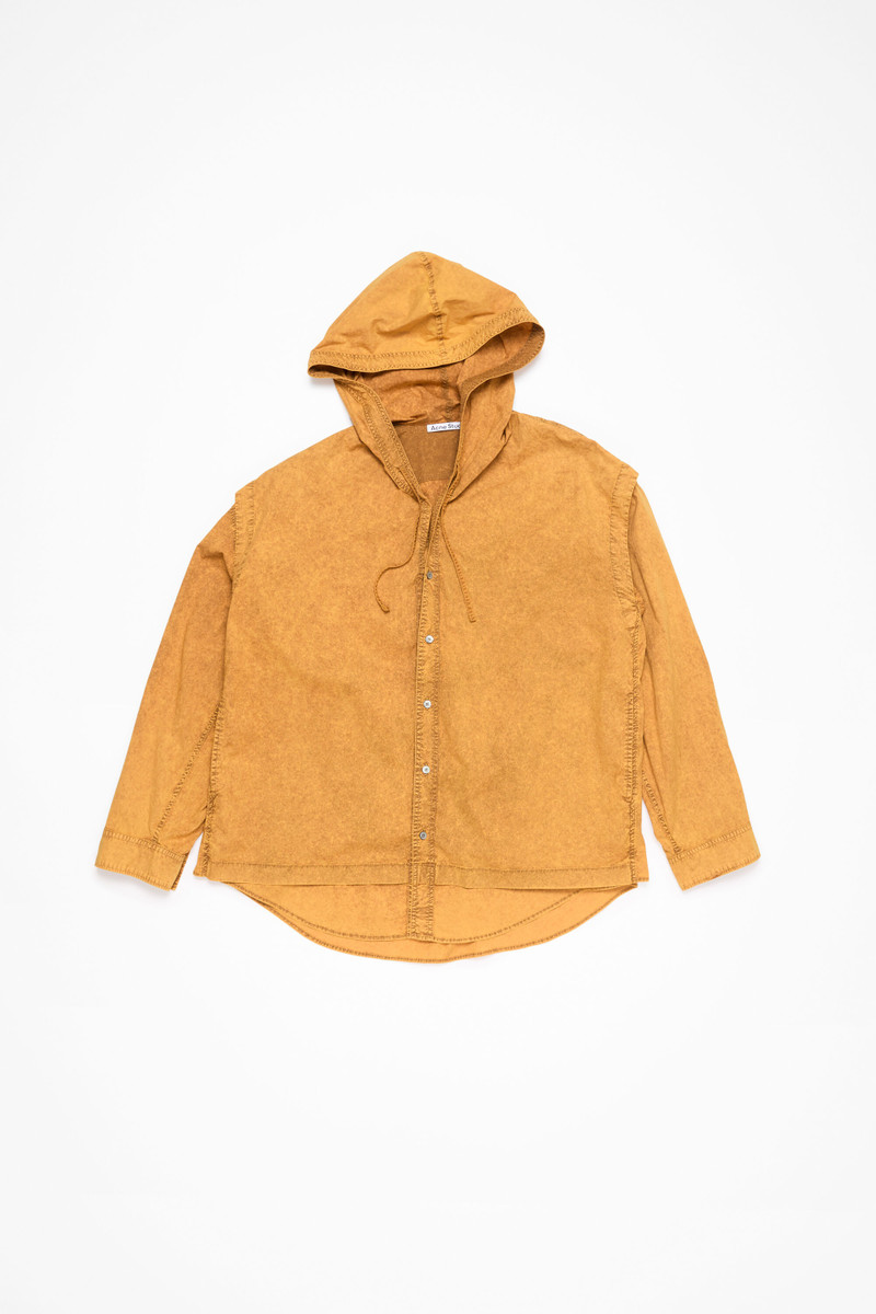 Hooded button-up shirt - Yellow/brown - 1