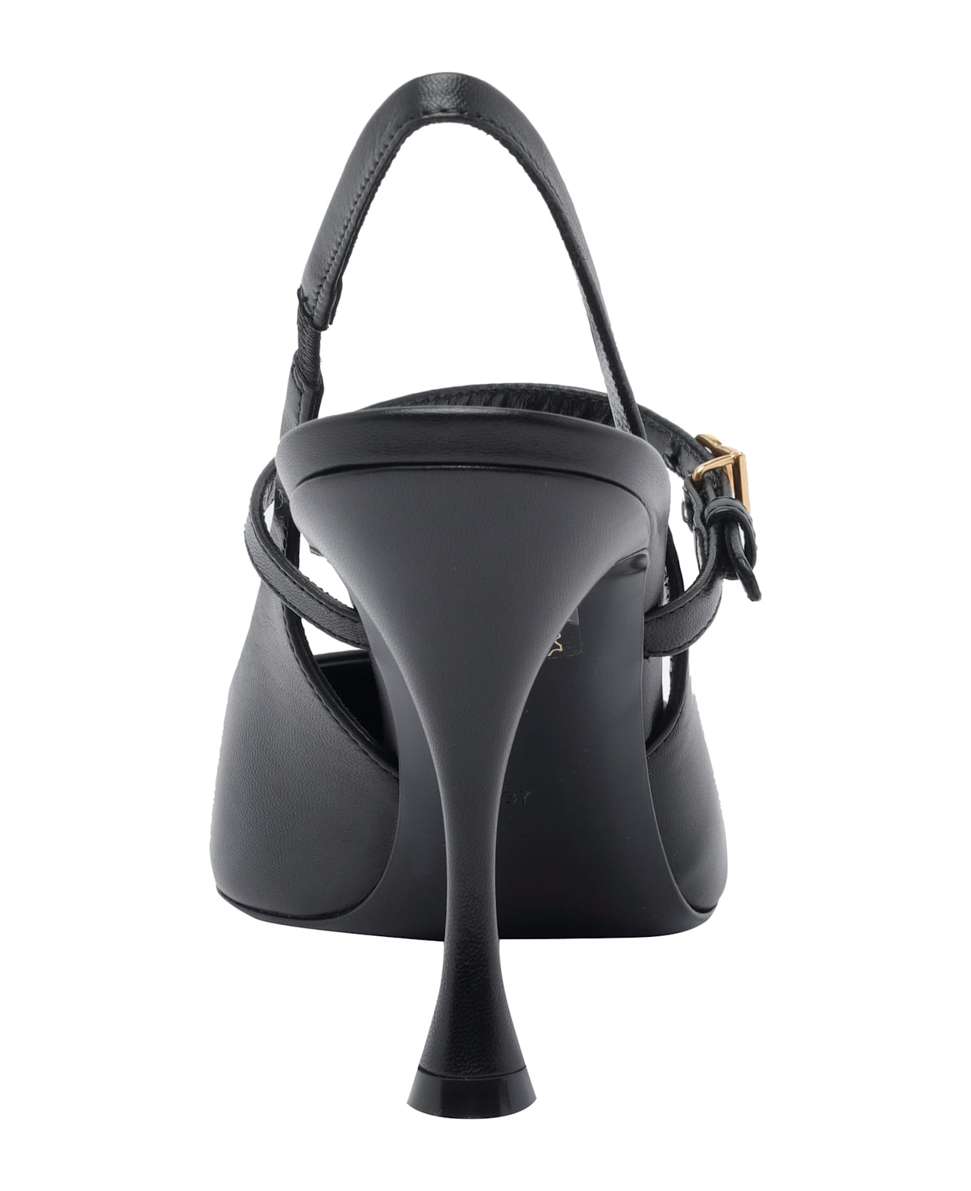 Black Leather Slingbacks - 4