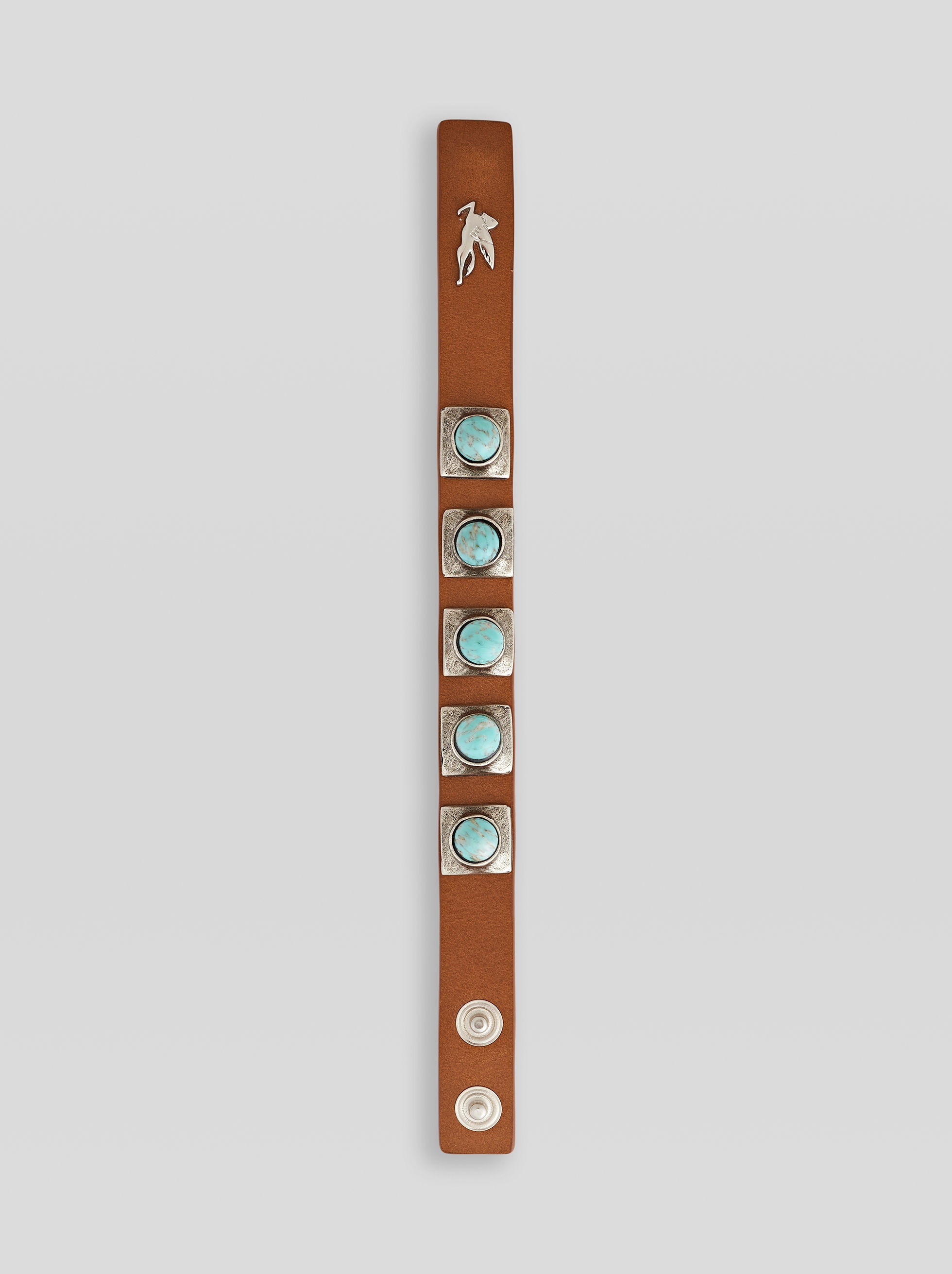 LEATHER CROWN ME BRACELET WITH STUDS AND CABOCHON STONES - 3