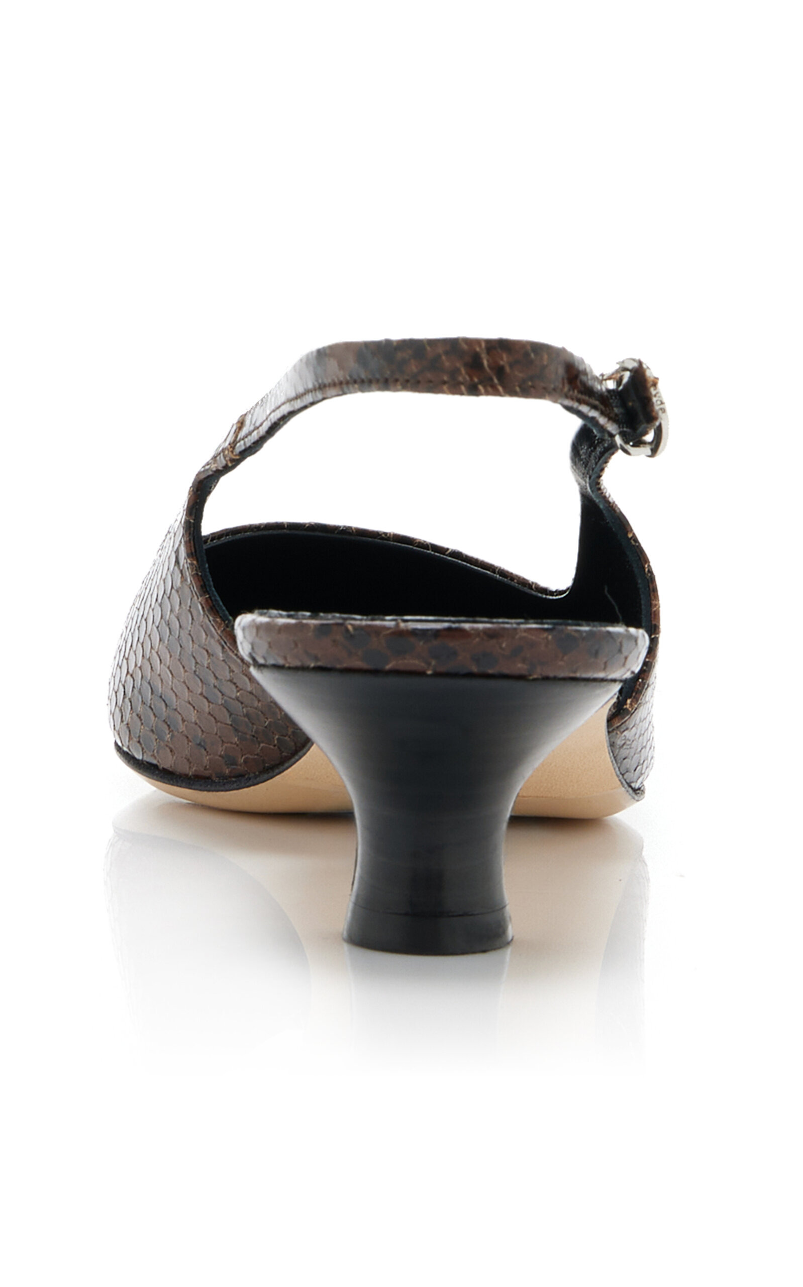 Catrina Snake-Effect Leather Slingback Pumps brown - 5